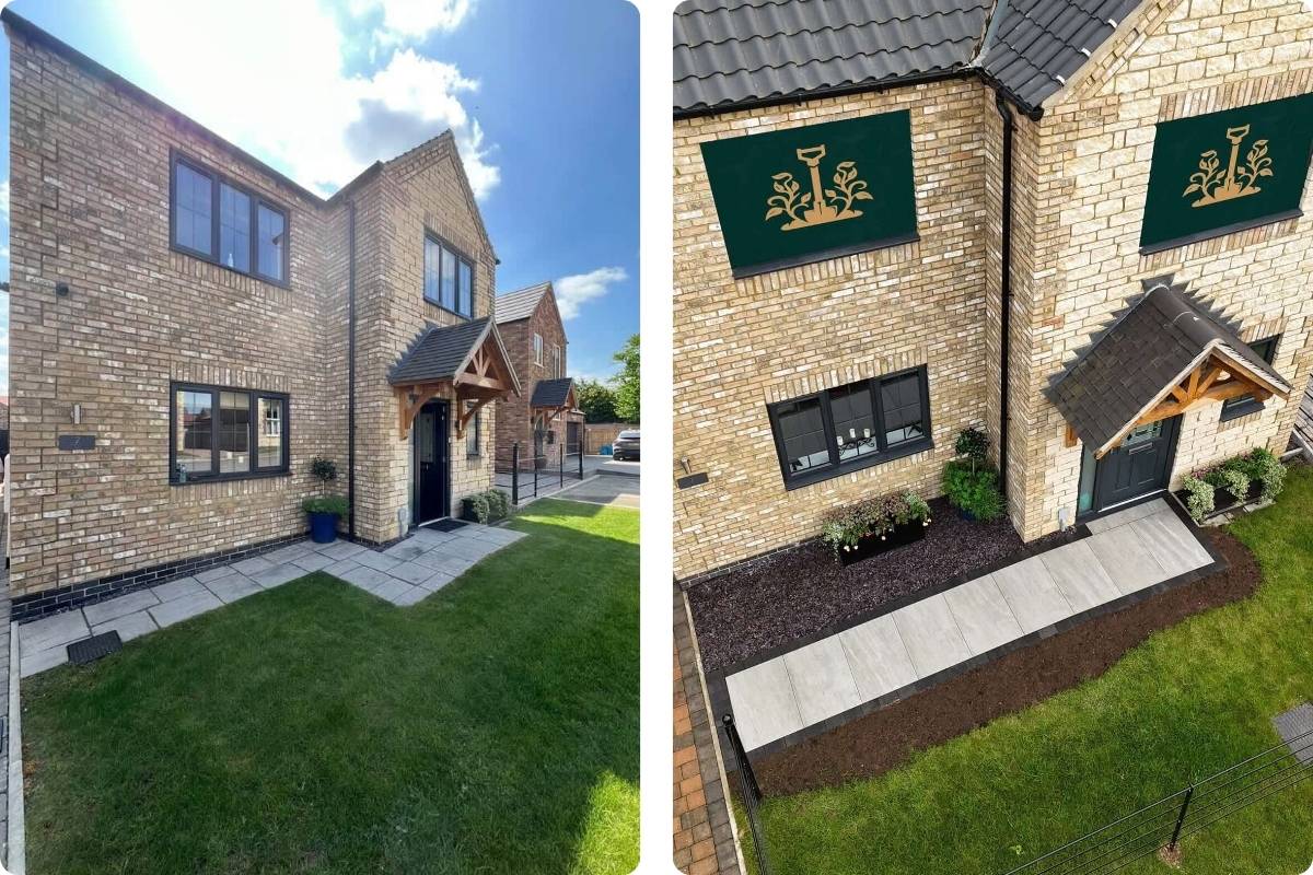 Bespoke Landscaping Lincoln new pathway before and after