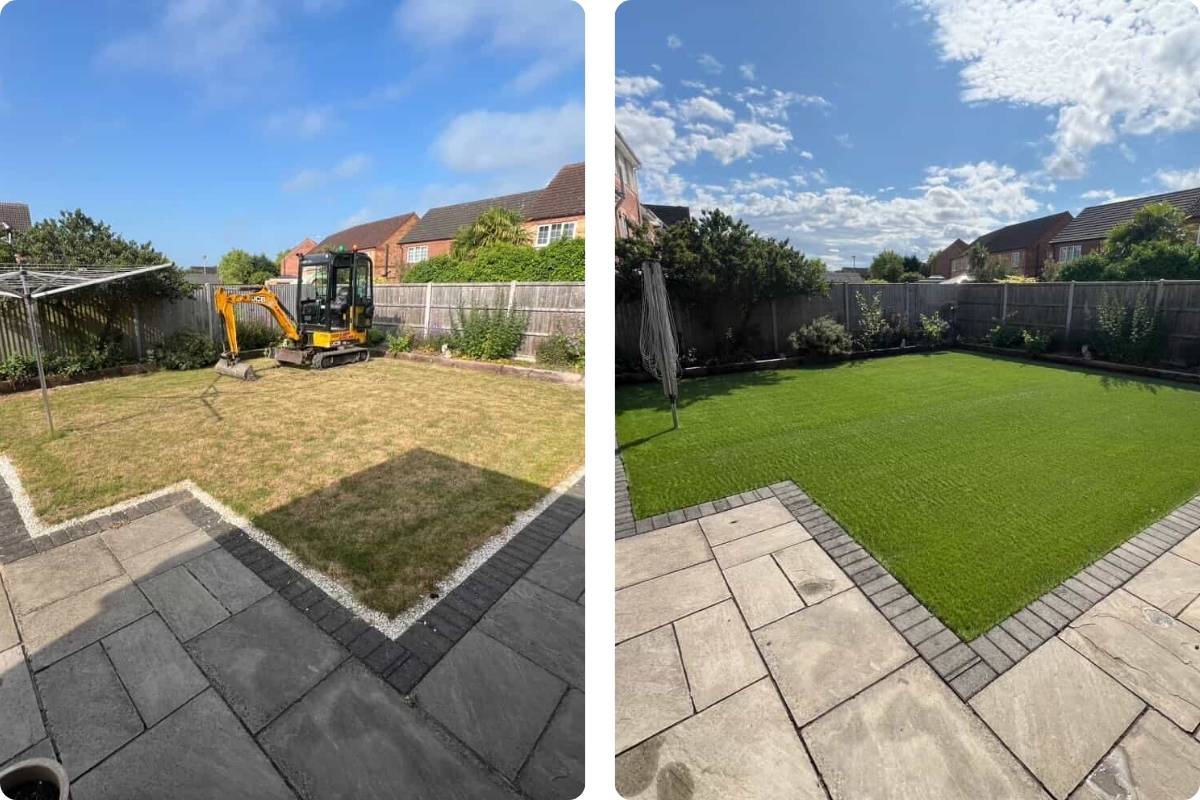 Bespoke Landscaping Lincoln new turg garden before and after