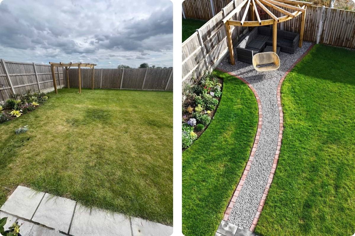 Bespoke Landscaping Lincoln path in garden before and after